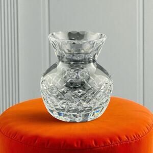 Vintage Cartier Signed Hand Cut Crystal Bud Vase 3.5 Inches Diamond Pattern
